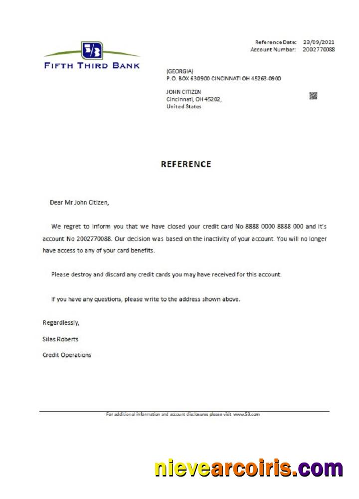 USA Fifth Third Bank closure reference